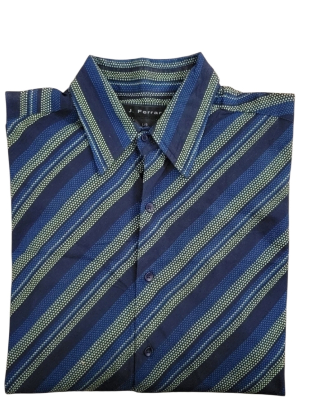 J. Ferrar Navy and Olive Striped Men's Shirt Size XL